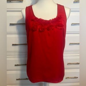 Ann Taylor LOFT Petites Red Roses Sleeveless Blouse Top - Size MP